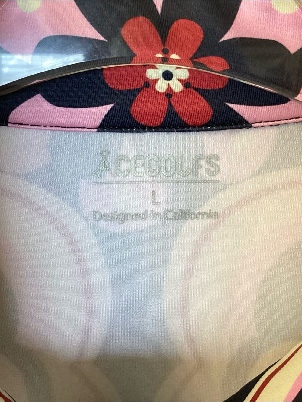 NWOT Acegolfs Botanical Energy Floral 1/4 Zip Golf Pullover - Navy/Pink - L - Picture 7 of 8